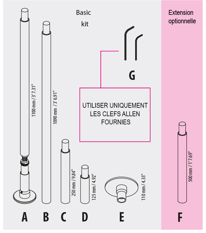 Barre Classic G2 Inox/Stainless Steel 42/45mm